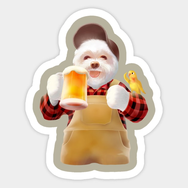 Smile Dog Drinking Beer Sticker by zkozkohi